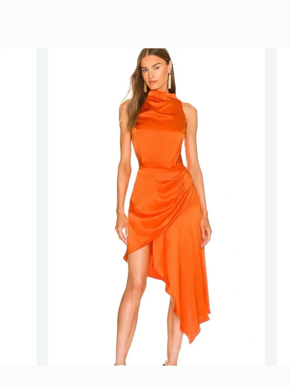 Elliott Revolve Alaia Papaya Asymmetric Halter Dress Size L